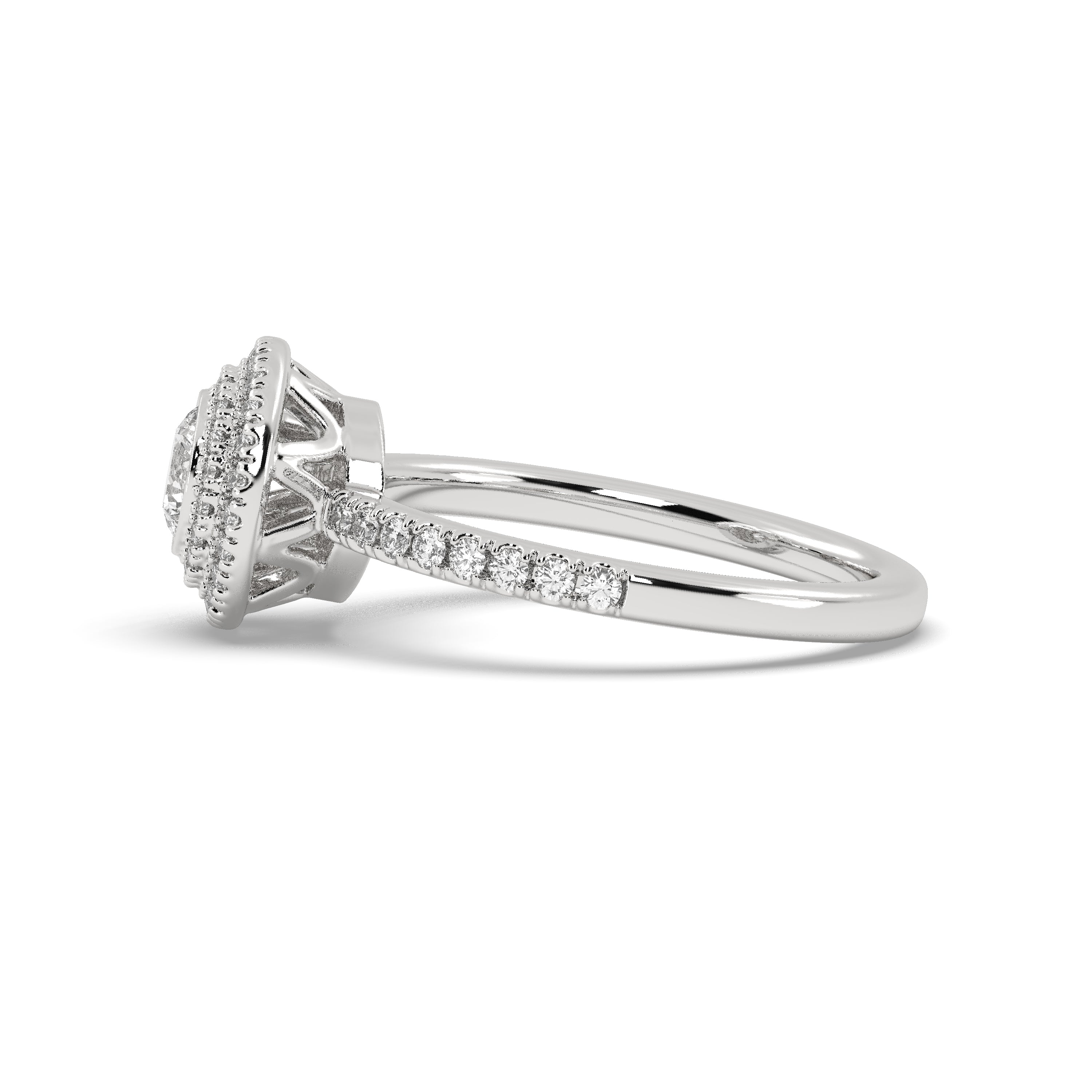 White Gold Studded 1.116 Carat Lab Grown Diamond Ring-E Color VS2 Clarity.